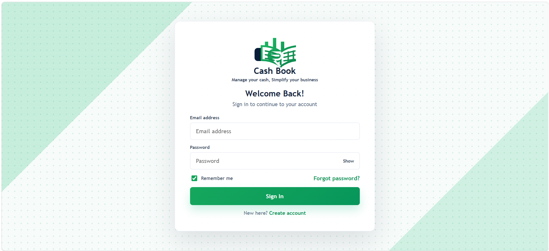 Cashbook MERN stack accounting software interface
